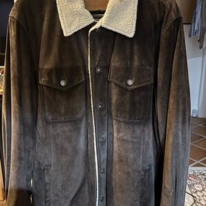 Timberland Brown Suede Jacket with Shearling Collar